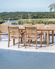 LOOMLAN Outdoor - Manorhouse 7-PC Teak Outdoor Dining Set with Extendable Table and Stacking Armchairs - Outdoor Dining Sets