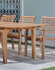 LOOMLAN Outdoor - Manorhouse 7-PC Teak Outdoor Dining Set with Extendable Table and Stacking Armchairs - Outdoor Dining Sets