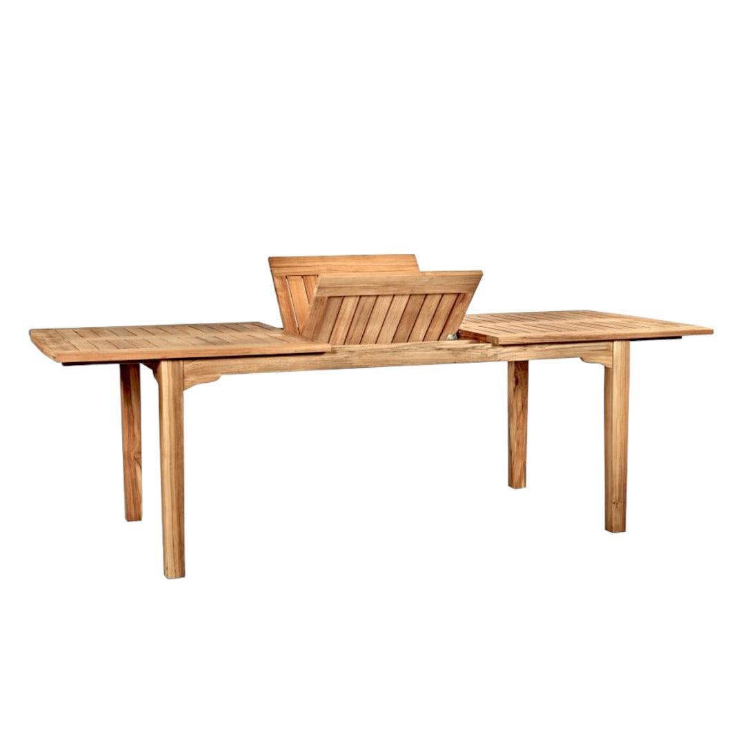 LOOMLAN Outdoor - Manorhouse Rectangular Teak Outdoor Dining Table with Built-In Extension and Umbrella Hole - Outdoor Dining Tables