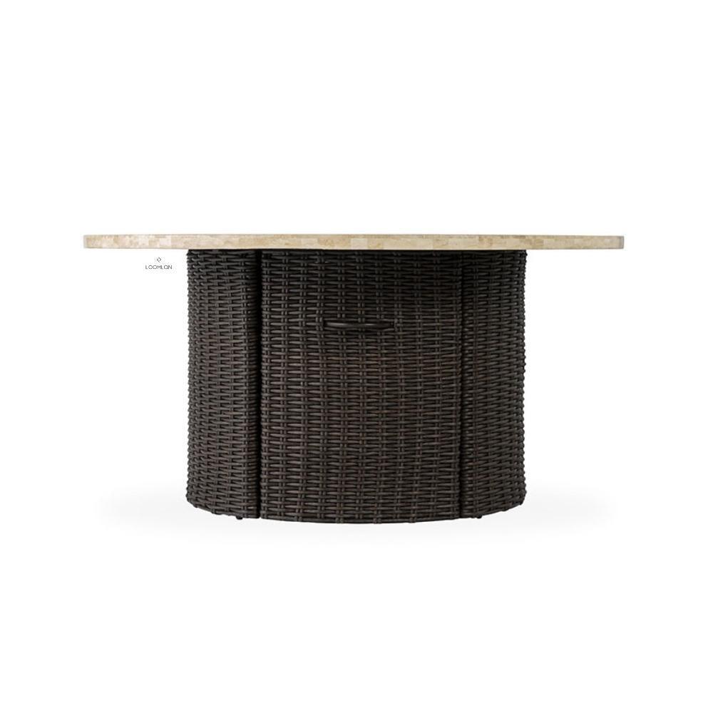 LOOMLAN Outdoor - Mesa 48&quot; Round Fire Table With Light Travertine Top Lloyd Flanders - Outdoor Fire Tables