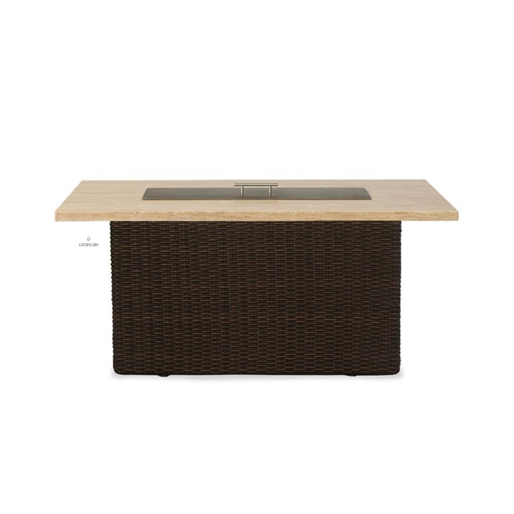 LOOMLAN Outdoor - Mesa 52&quot; Rectangular Fire Table with Gray Travertine Top Lloyd Flanders - Outdoor Fire Tables