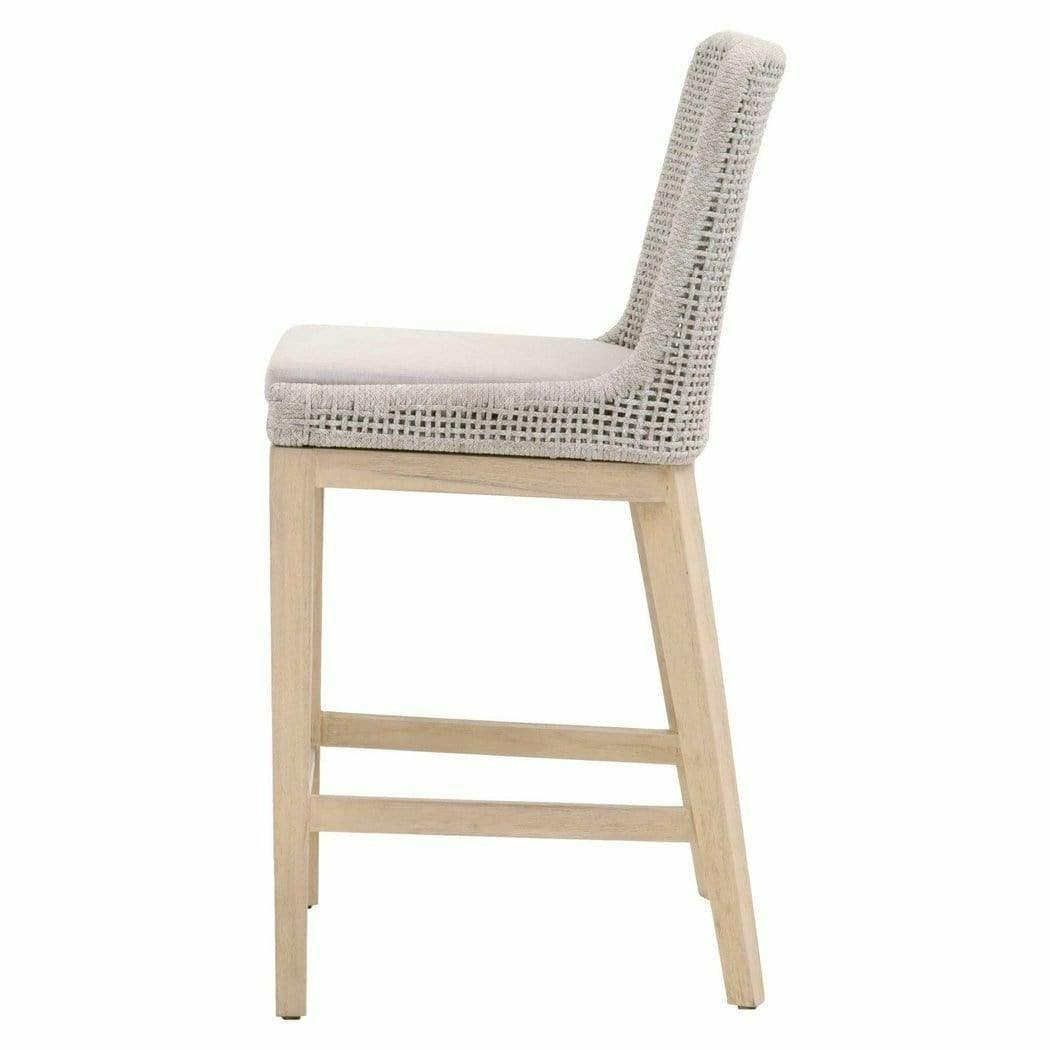 LOOMLAN Outdoor - Mesh Outdoor Rope Counter Stool Taupe Rope Teak Wood - Outdoor Counter Stools