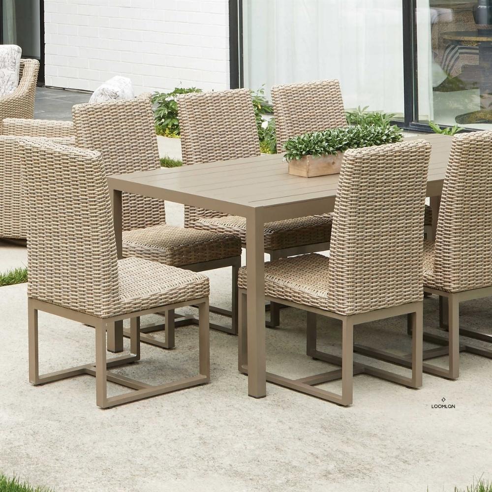 LOOMLAN Outdoor - Milan 87" Rectangular Umbrella Dining Table Made In USA - Outdoor Dining Tables