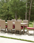 LOOMLAN Outdoor - Milan 87" Rectangular Umbrella Dining Table Made In USA - Outdoor Dining Tables