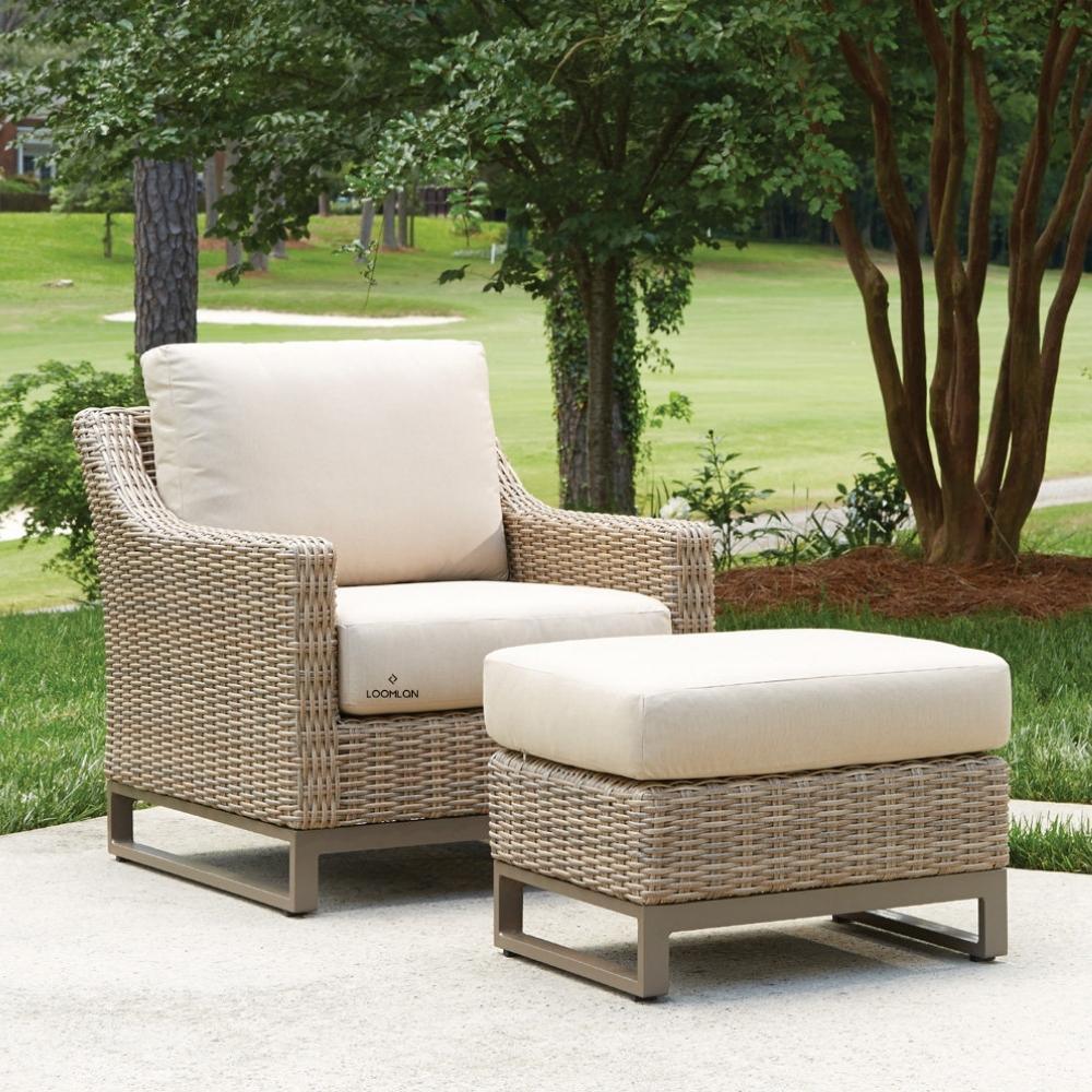 LOOMLAN Outdoor - Milan Ottoman Premium Wicker Furniture Made In USA Lloyd Flanders - Outdoor Ottomans