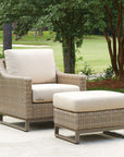 LOOMLAN Outdoor - Milan Ottoman Premium Wicker Furniture Made In USA Lloyd Flanders - Outdoor Ottomans