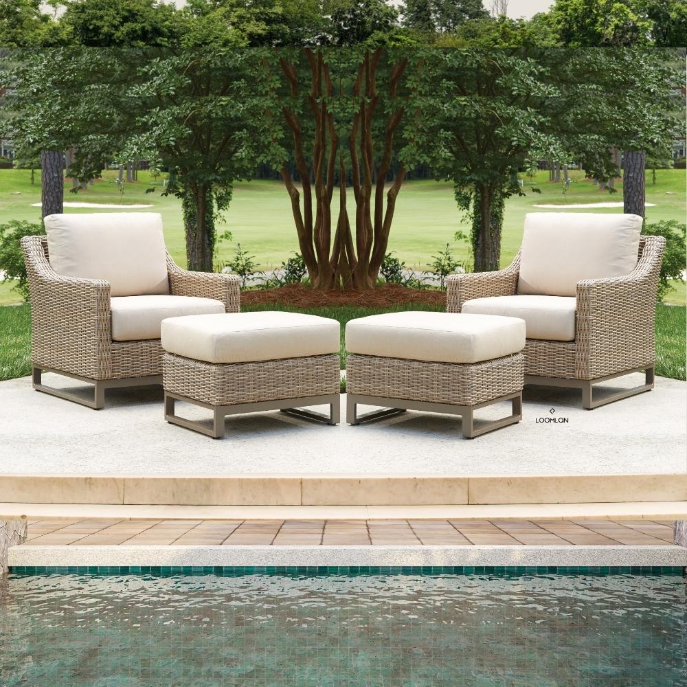 LOOMLAN Outdoor - Milan Ottoman Premium Wicker Furniture Made In USA Lloyd Flanders - Outdoor Ottomans