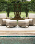 LOOMLAN Outdoor - Milan Ottoman Premium Wicker Furniture Made In USA Lloyd Flanders - Outdoor Ottomans