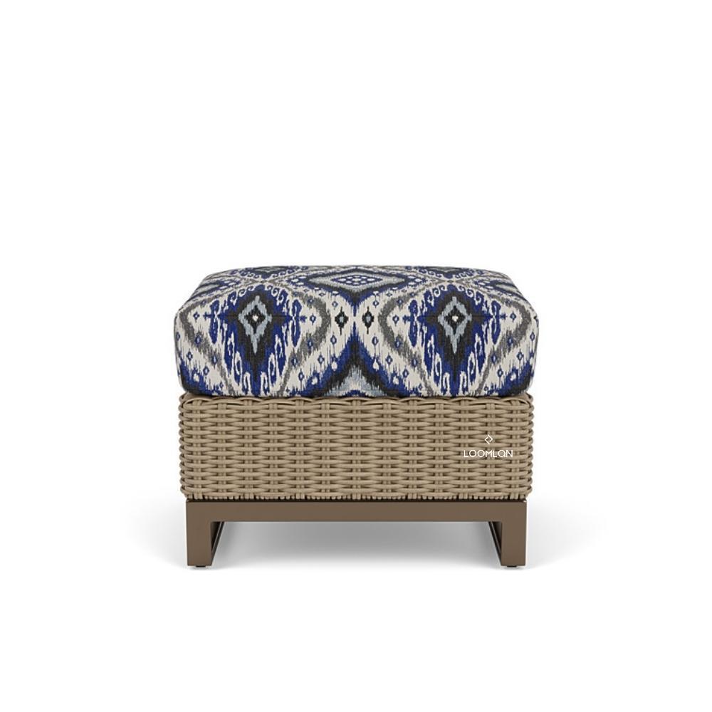 LOOMLAN Outdoor - Milan Ottoman Premium Wicker Furniture Made In USA Lloyd Flanders - Outdoor Ottomans