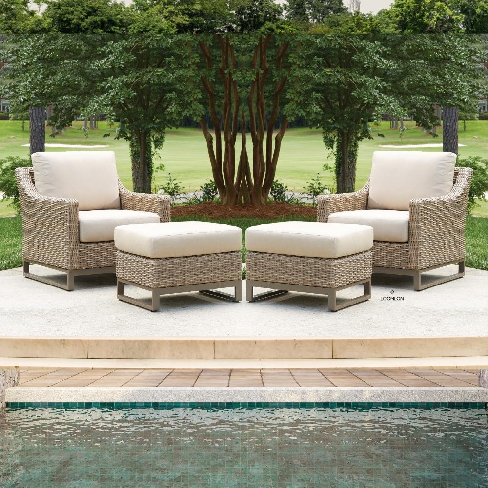 LOOMLAN Outdoor - Milan Outdoor Sunbrella Replacement Cushions For Ottoman - Outdoor Replacement Cushions