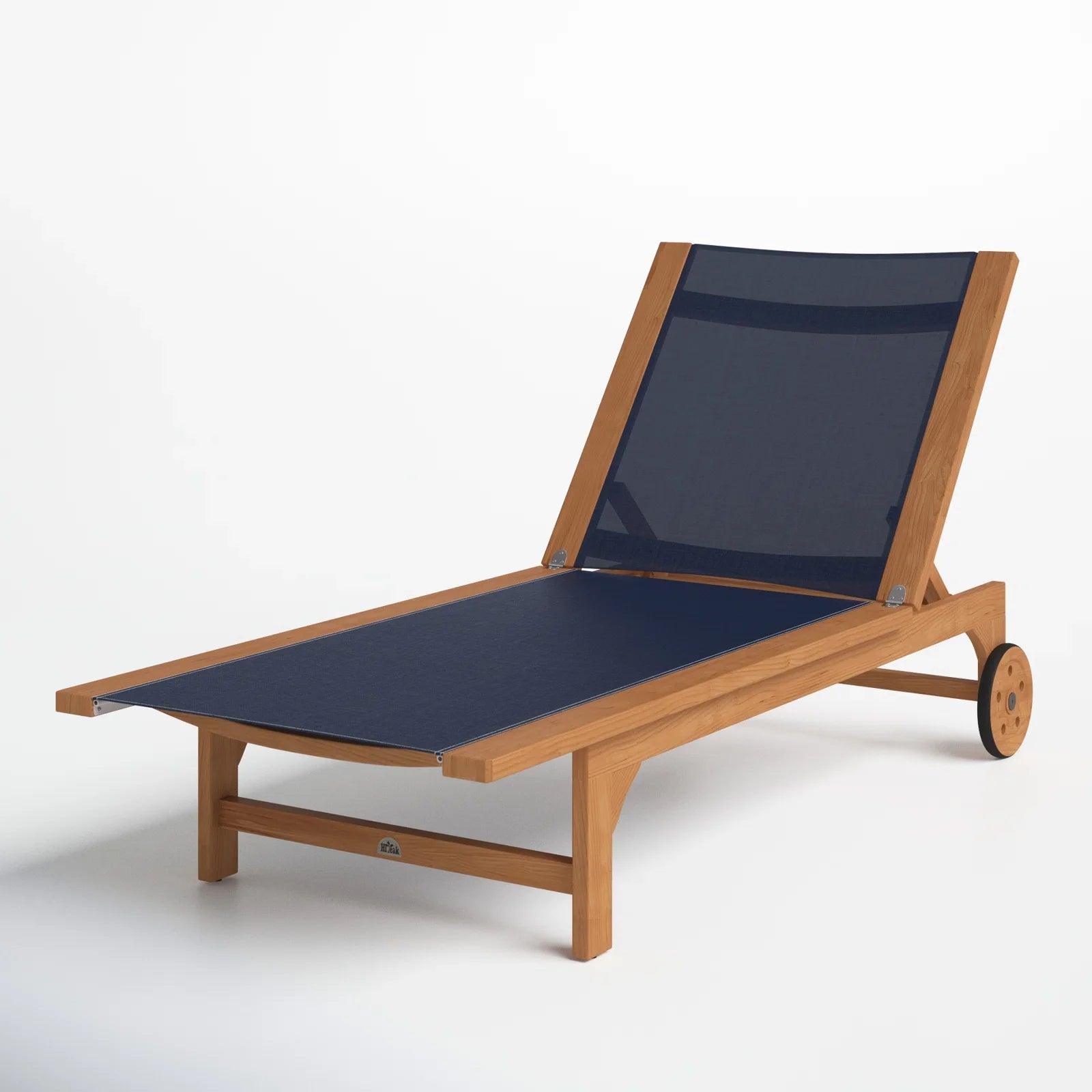 LOOMLAN Outdoor - Montauk Teak Outdoor Reclining Sunlounger with Wheels - Outdoor Cabanas &amp; Loungers