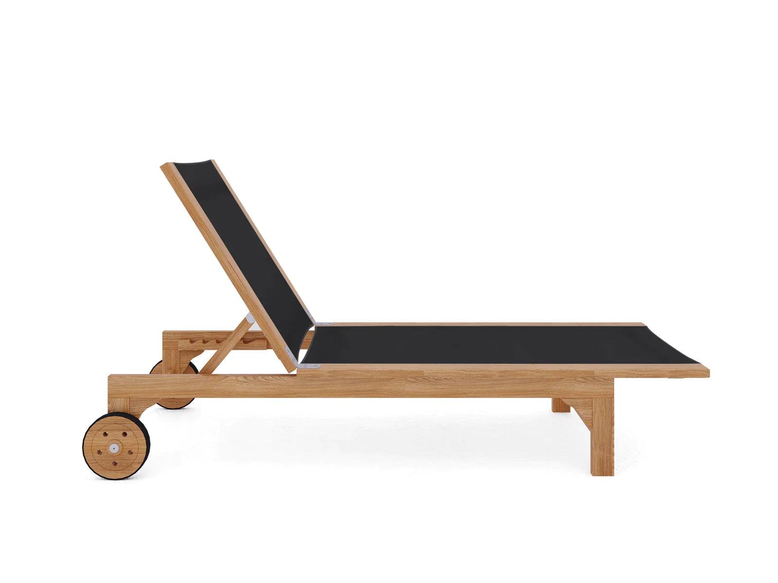 LOOMLAN Outdoor - Montauk Teak Outdoor Reclining Sunlounger with Wheels - Outdoor Cabanas &amp; Loungers