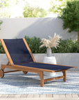 LOOMLAN Outdoor - Montauk Teak Outdoor Reclining Sunlounger with Wheels - Outdoor Cabanas & Loungers