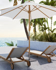 LOOMLAN Outdoor - Montauk Teak Outdoor Reclining Sunlounger with Wheels - Outdoor Cabanas & Loungers