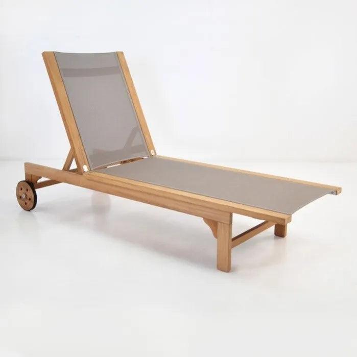 LOOMLAN Outdoor - Montauk Teak Outdoor Reclining Sunlounger with Wheels - Outdoor Cabanas &amp; Loungers