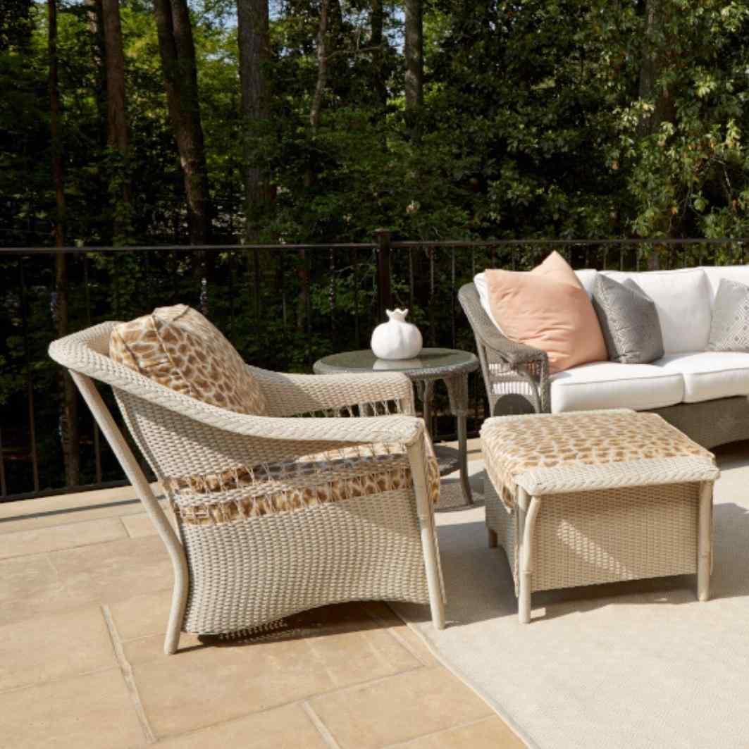 LOOMLAN Outdoor - Nantucket Ottoman Premium Wicker Furniture Lloyd Flanders - Outdoor Ottomans