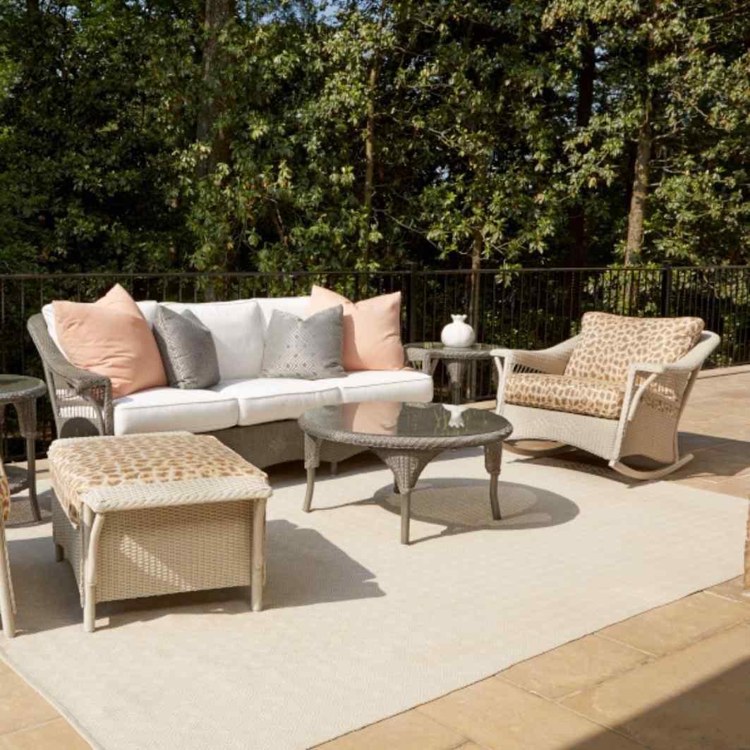 LOOMLAN Outdoor - Nantucket Ottoman Premium Wicker Furniture Lloyd Flanders - Outdoor Ottomans