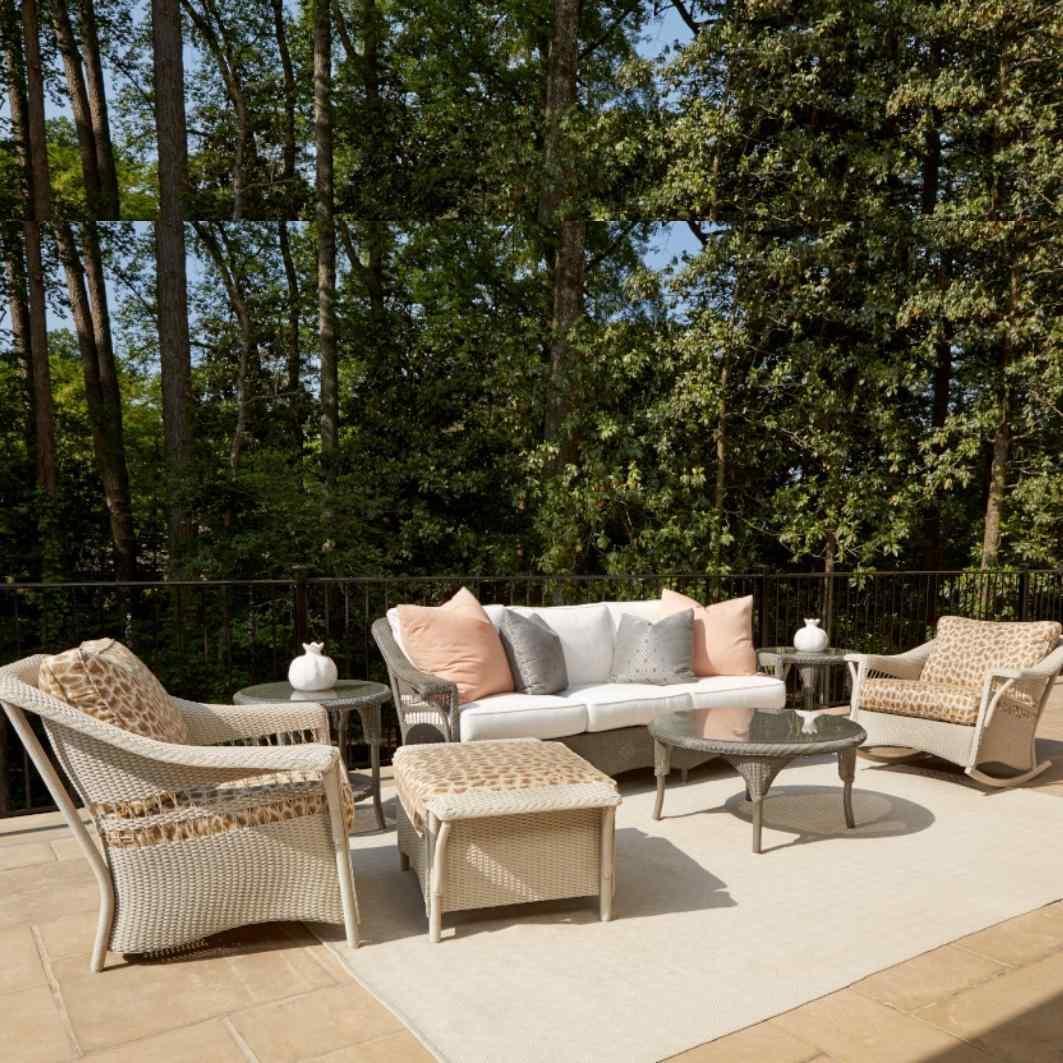 LOOMLAN Outdoor - Nantucket Ottoman Premium Wicker Furniture Lloyd Flanders - Outdoor Ottomans