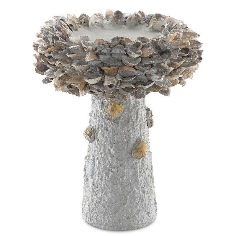 LOOMLAN Outdoor - Natural Oyster Shell Medium Bird Bath - Outdoor Accessories