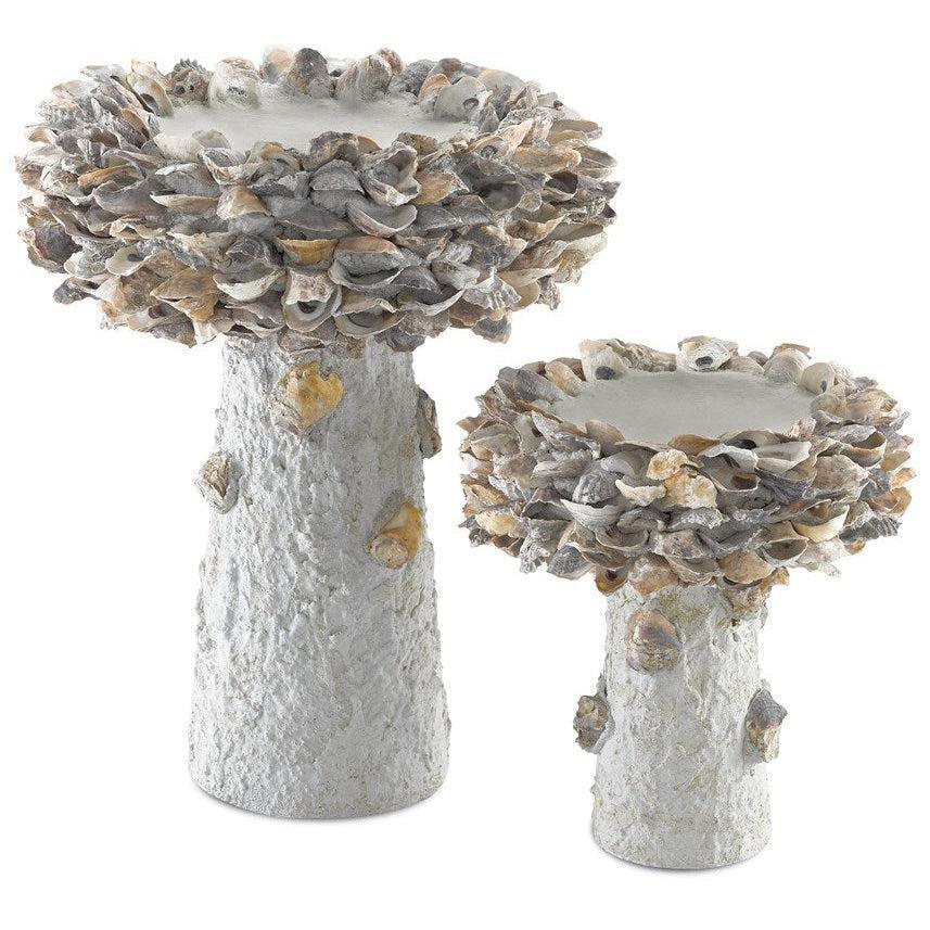 LOOMLAN Outdoor - Natural Oyster Shell Medium Bird Bath - Outdoor Accessories