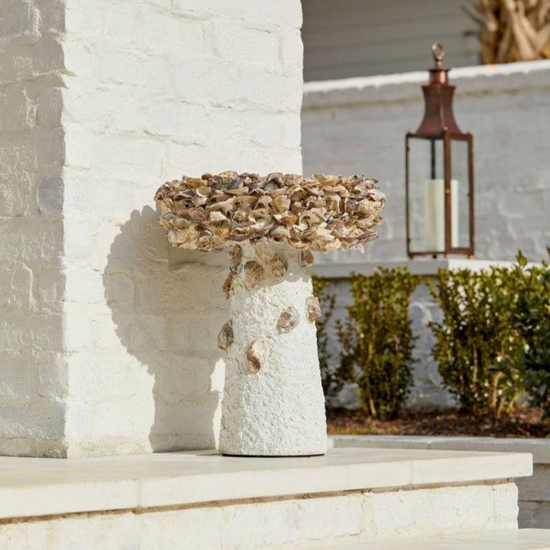 LOOMLAN Outdoor - Natural Oyster Shell Small Bird Bath - Outdoor Accessories