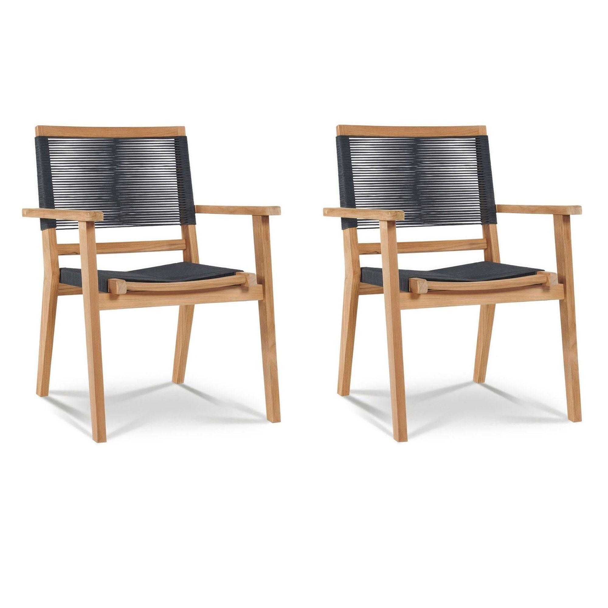 LOOMLAN Outdoor - Oslo Teak Outdoor Stacking Armchair (Set of 2) - Outdoor Dining Chairs