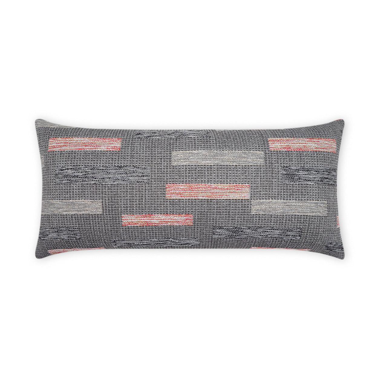 LOOMLAN Outdoor - Outdoor Blockweave Lumbar Pillow - Coral - Outdoor Pillows