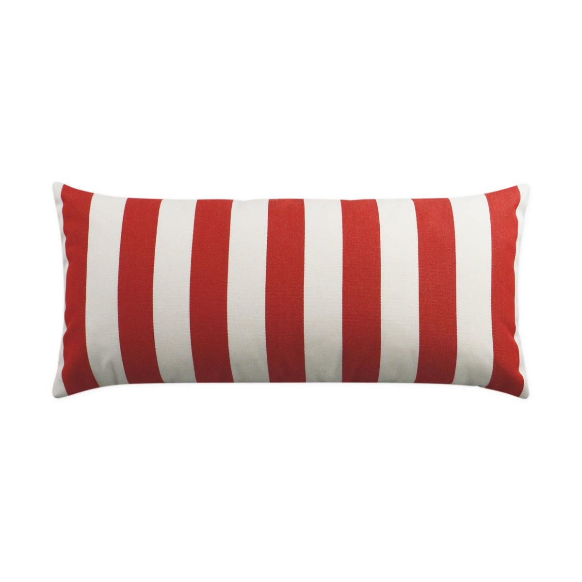 LOOMLAN Outdoor - Outdoor Café Stripe Lumbar Pillow - Red - Outdoor Pillows