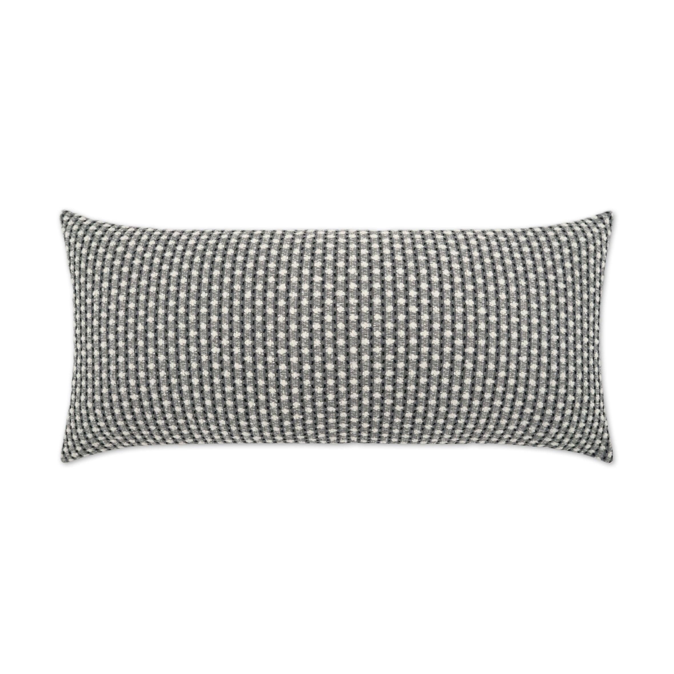 LOOMLAN Outdoor - Outdoor Dot Dash Lumbar Pillow - Grey - Outdoor Pillows