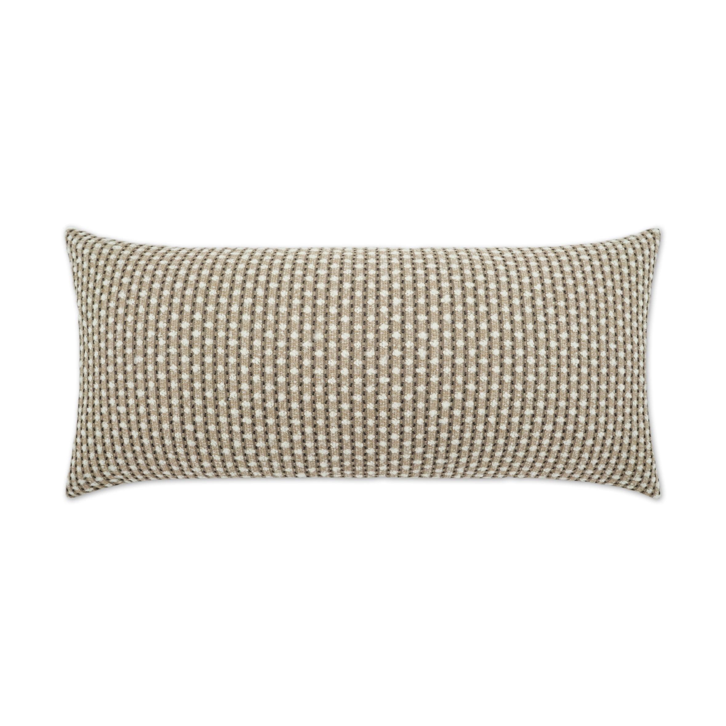 LOOMLAN Outdoor - Outdoor Dot Dash Lumbar Pillow - Taupe - Outdoor Pillows