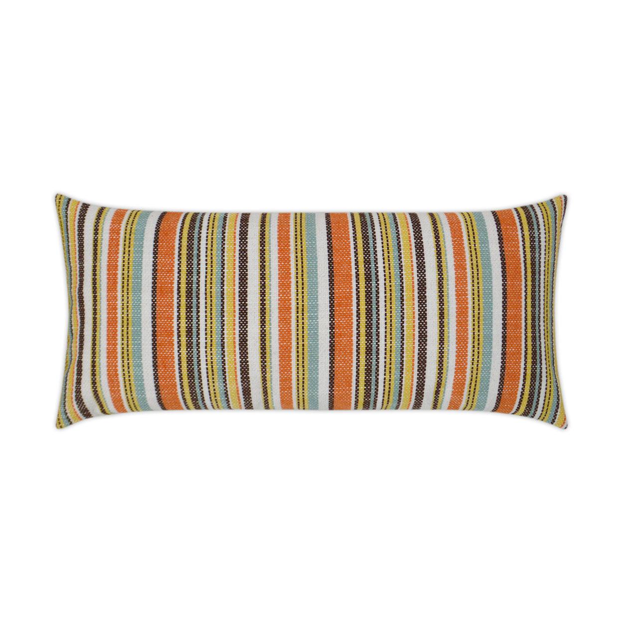 LOOMLAN Outdoor - Outdoor Fancy Stripe Lumbar Pillow - Multi - Outdoor Pillows