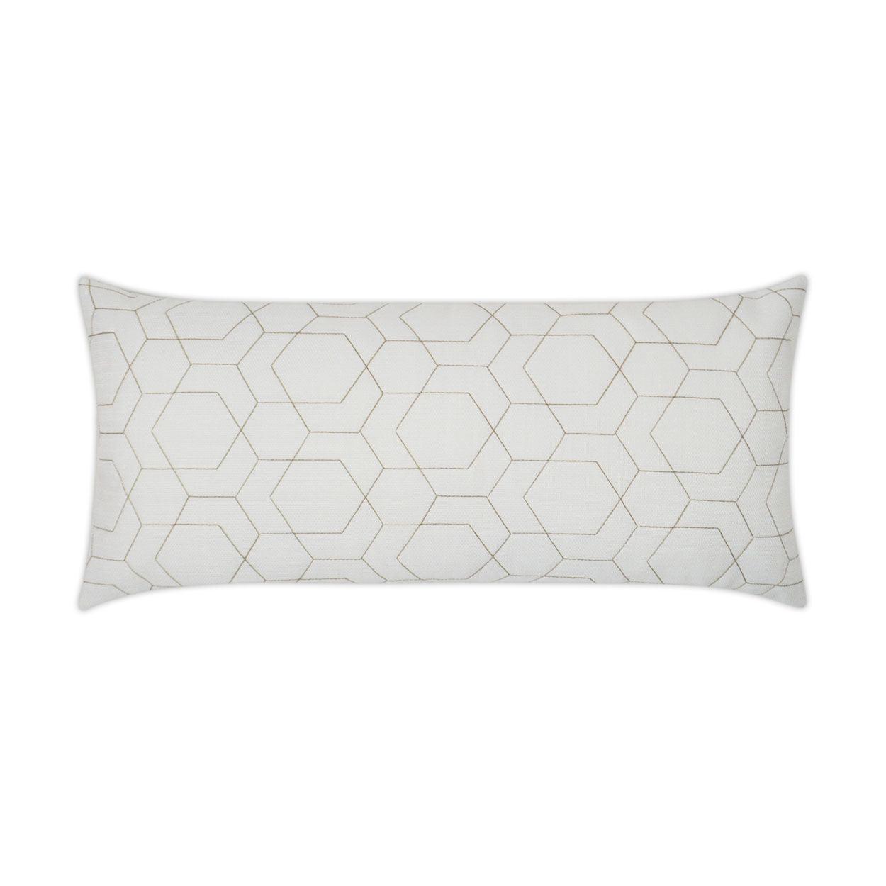 LOOMLAN Outdoor - Outdoor Hex Quilt Lumbar Pillow - White - Outdoor Pillows