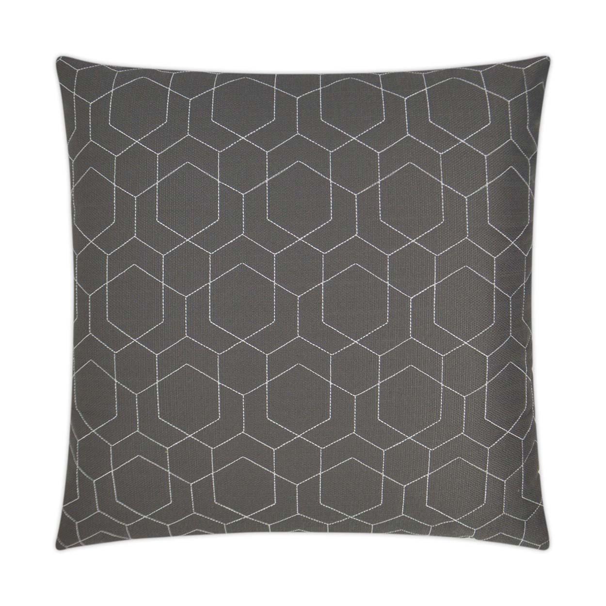 LOOMLAN Outdoor - Outdoor Hex Quilt Pillow - Grey - Outdoor Pillows