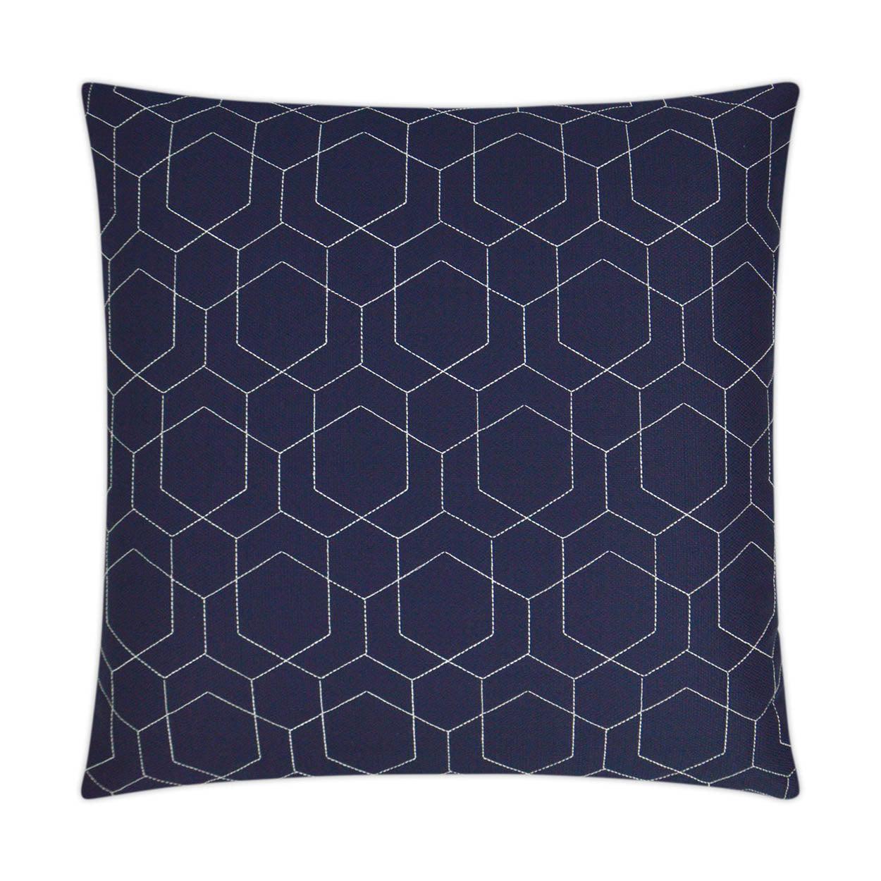 LOOMLAN Outdoor - Outdoor Hex Quilt Pillow - Navy - Outdoor Pillows