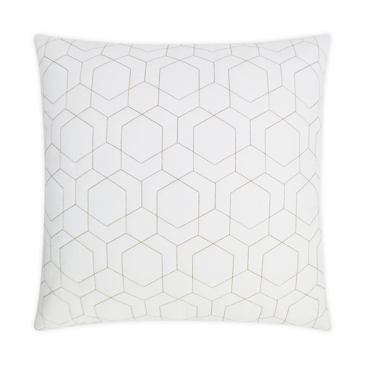 LOOMLAN Outdoor - Outdoor Hex Quilt Pillow - White - Outdoor Pillows