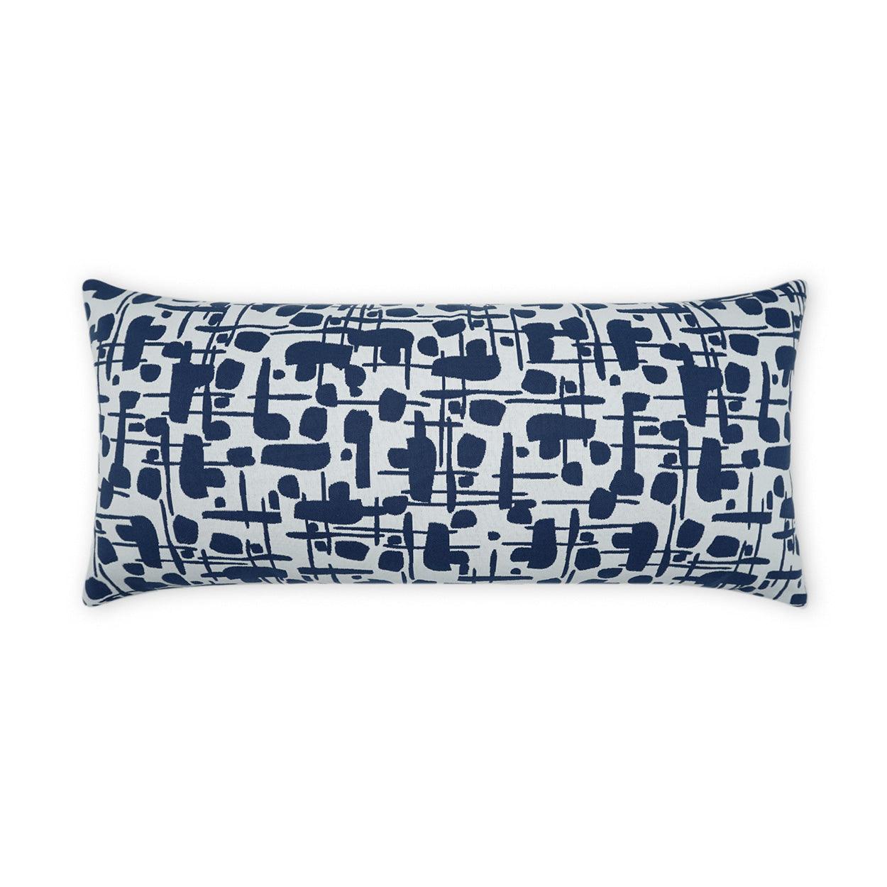 LOOMLAN Outdoor - Outdoor Jargon Lumbar Pillow - Blue - Outdoor Pillows