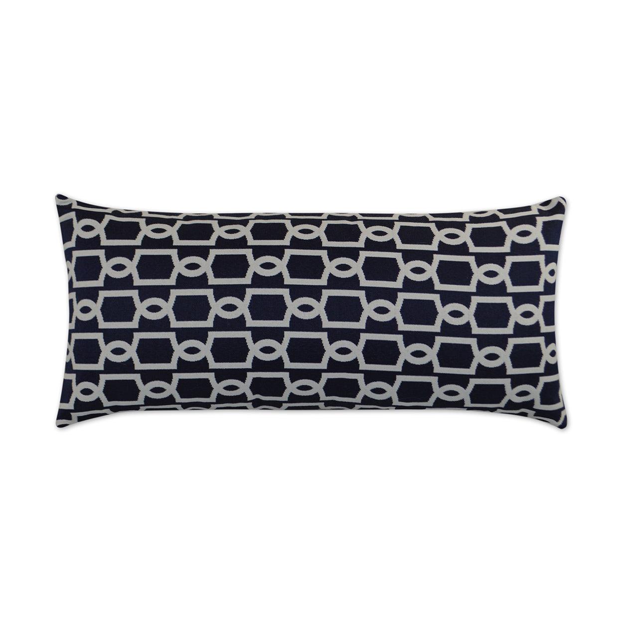 LOOMLAN Outdoor - Outdoor Ocean Gate Lumbar Pillow - Navy - Outdoor Pillows