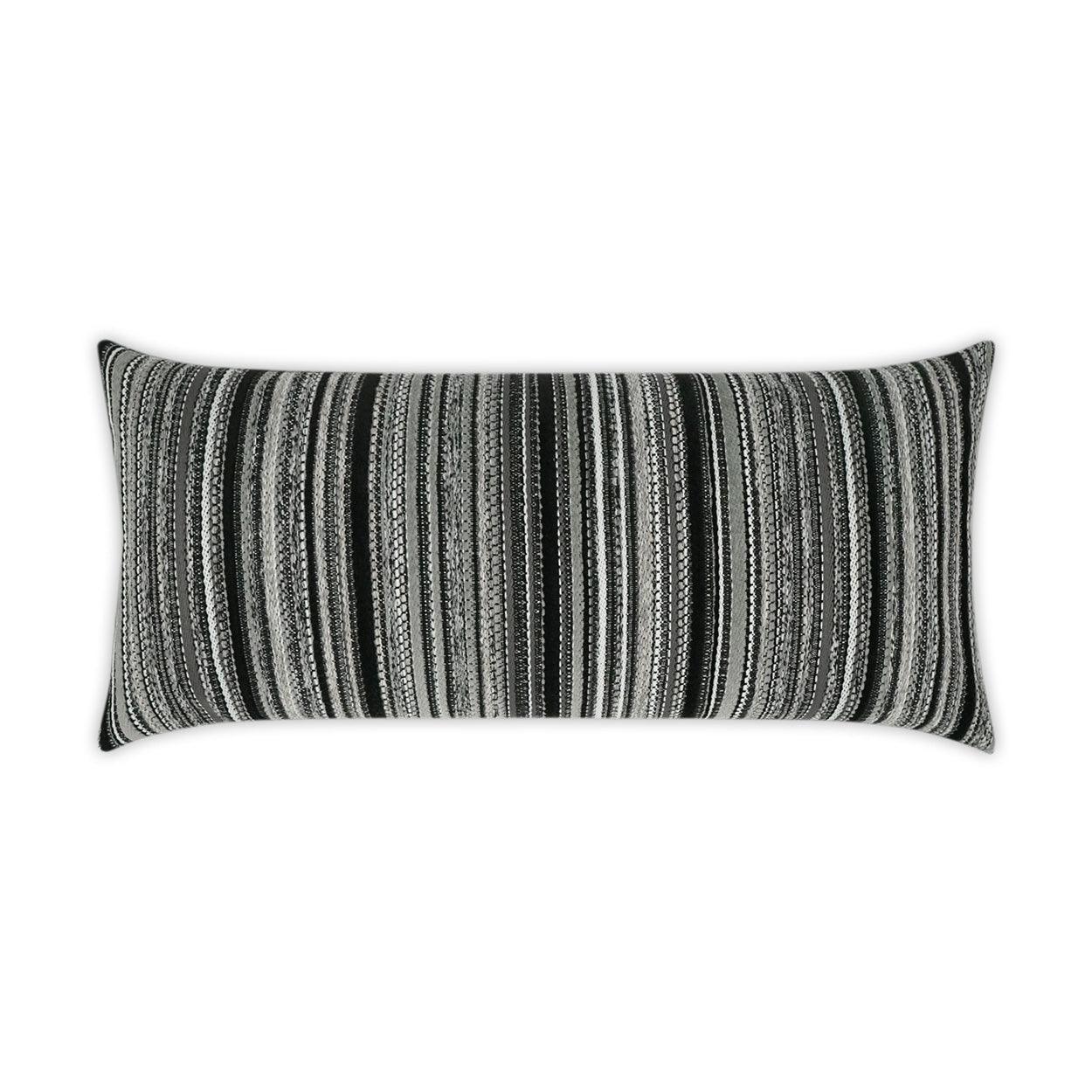 LOOMLAN Outdoor - Outdoor Peerless Stripe Lumbar Pillow - Black - Outdoor Pillows