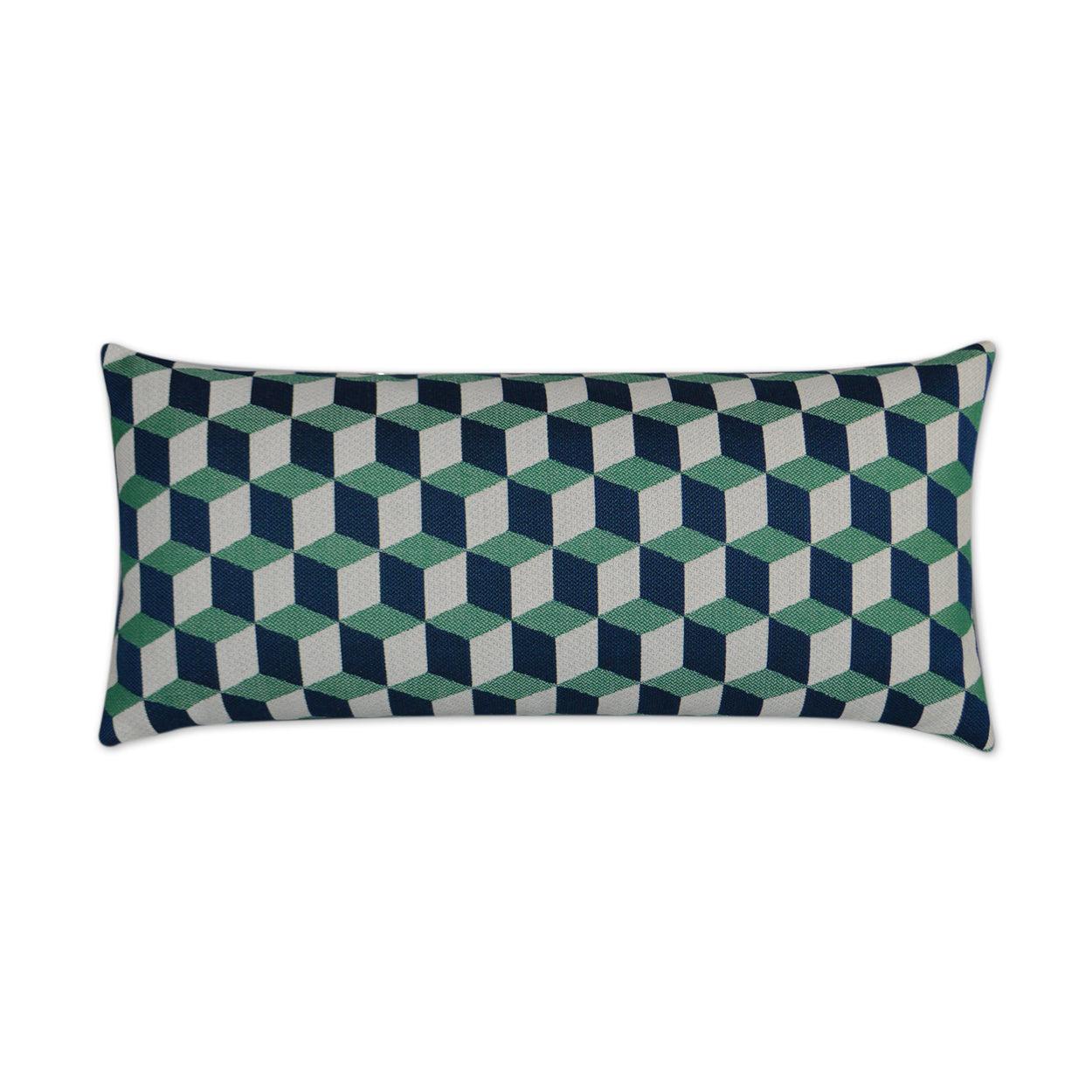 LOOMLAN Outdoor - Outdoor Puzzle Lumbar Pillow - Emerald - Outdoor Pillows