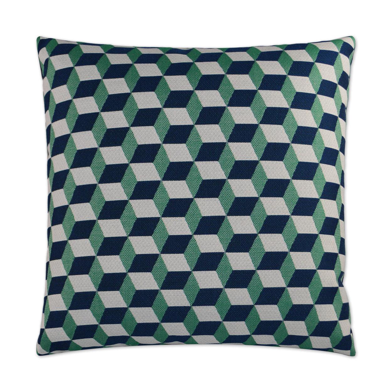 LOOMLAN Outdoor - Outdoor Puzzle Pillow - Emerald - Outdoor Pillows