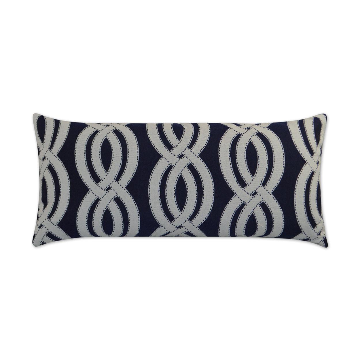 LOOMLAN Outdoor - Outdoor Sea Shore Lumbar Pillow - Navy - Outdoor Pillows