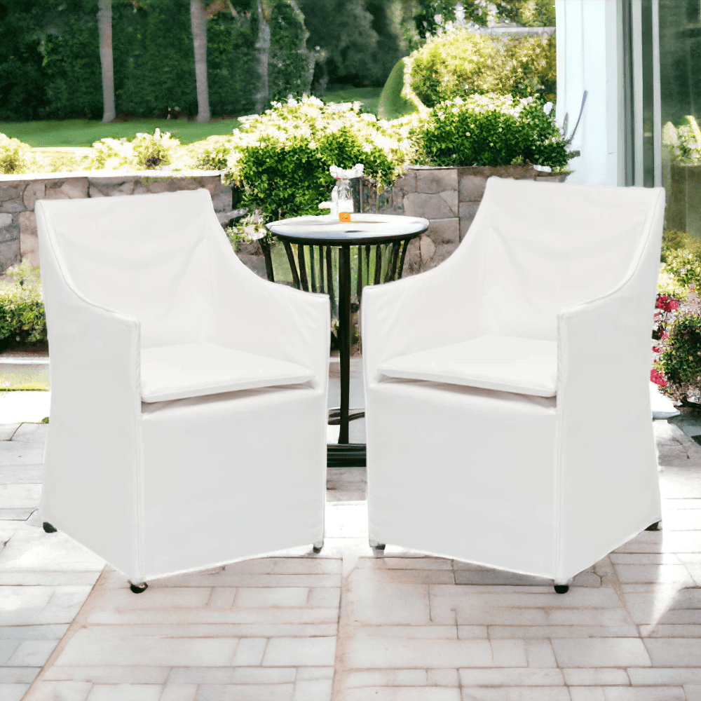 LOOMLAN Outdoor - Outdoor Slipcover White Dining Armchair Performance Fabric - Outdoor Dining Chairs