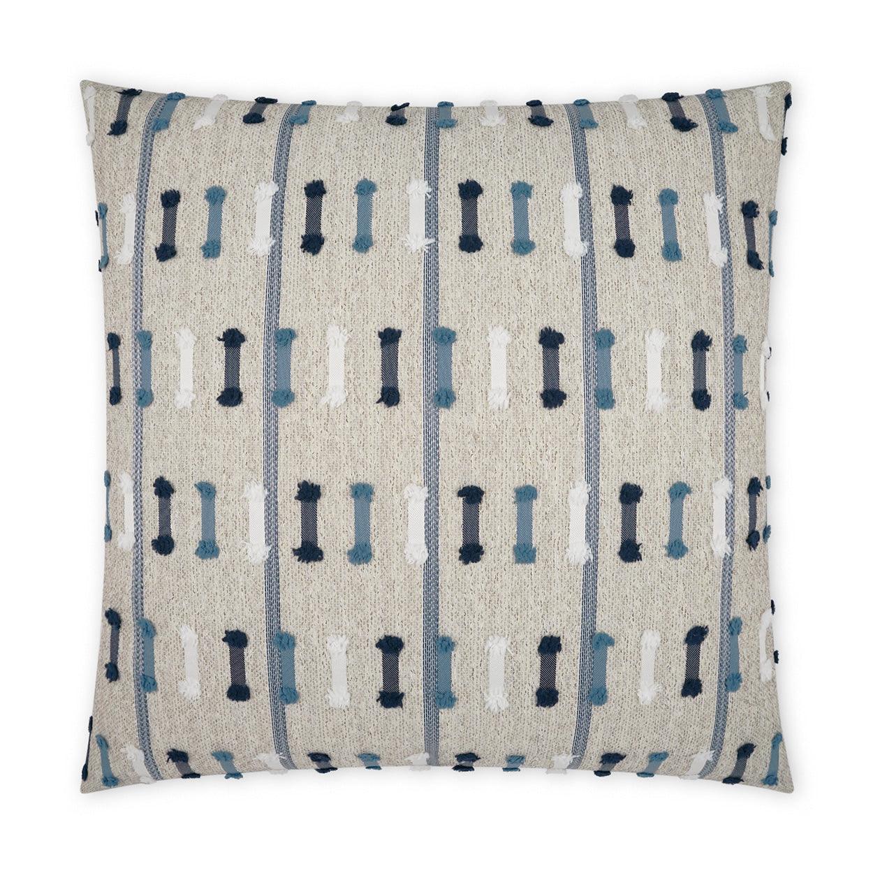 LOOMLAN Outdoor - Outdoor Tassel Stripe Pillow - Blue - Outdoor Pillows