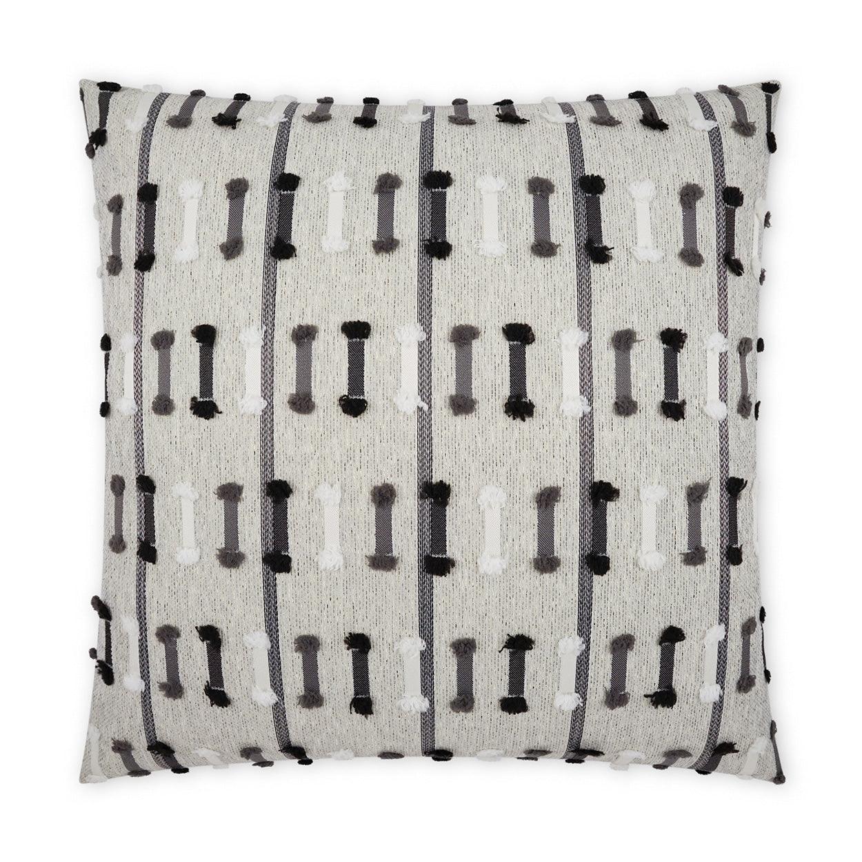 LOOMLAN Outdoor - Outdoor Tassel Stripe Pillow - Grey - Outdoor Pillows