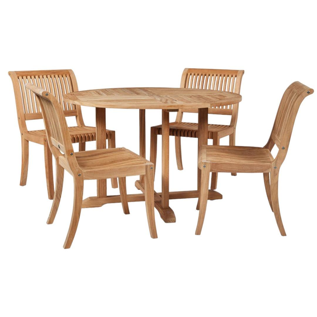 LOOMLAN Outdoor - Palm 5-Piece Round Teak Outdoor Dining Set - Outdoor Dining Sets