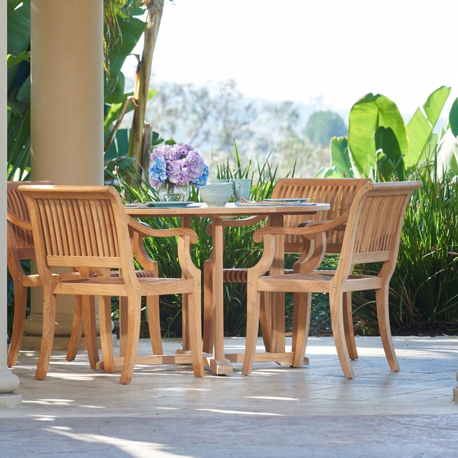 LOOMLAN Outdoor - Palm Teak Outdoor Dining Armchair - Outdoor Dining Chairs