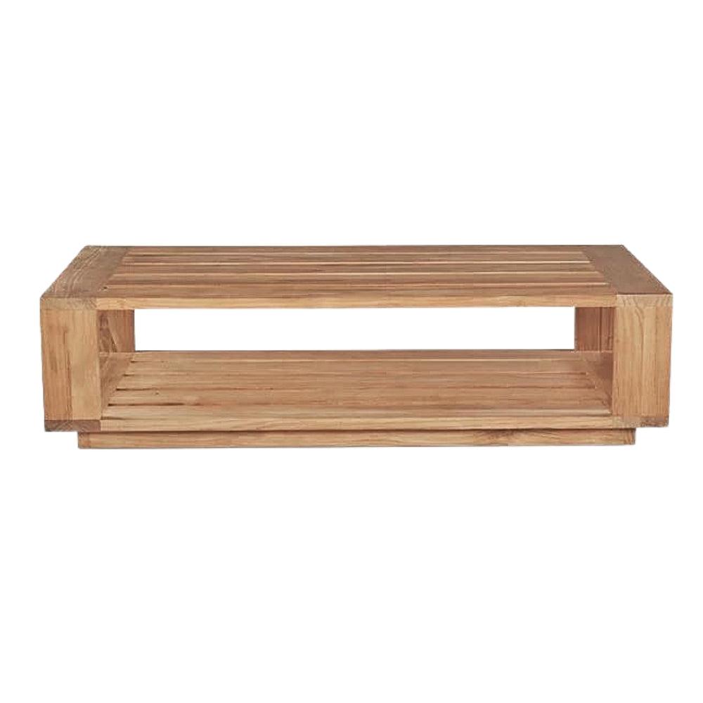 LOOMLAN Outdoor - Qube Rectangular Teak Outdoor Coffee Table - Outdoor Coffee Tables