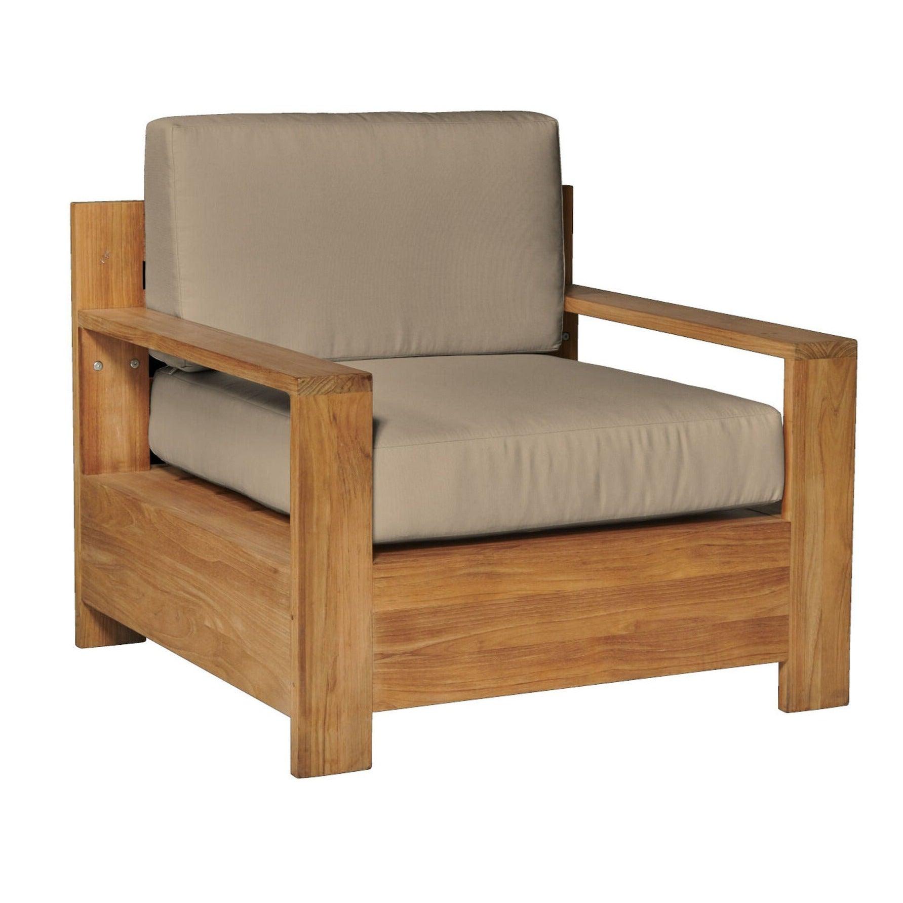 LOOMLAN Outdoor - Qube Teak Outdoor Club Chair with Sunbrella Cushion - Outdoor Lounge Chairs