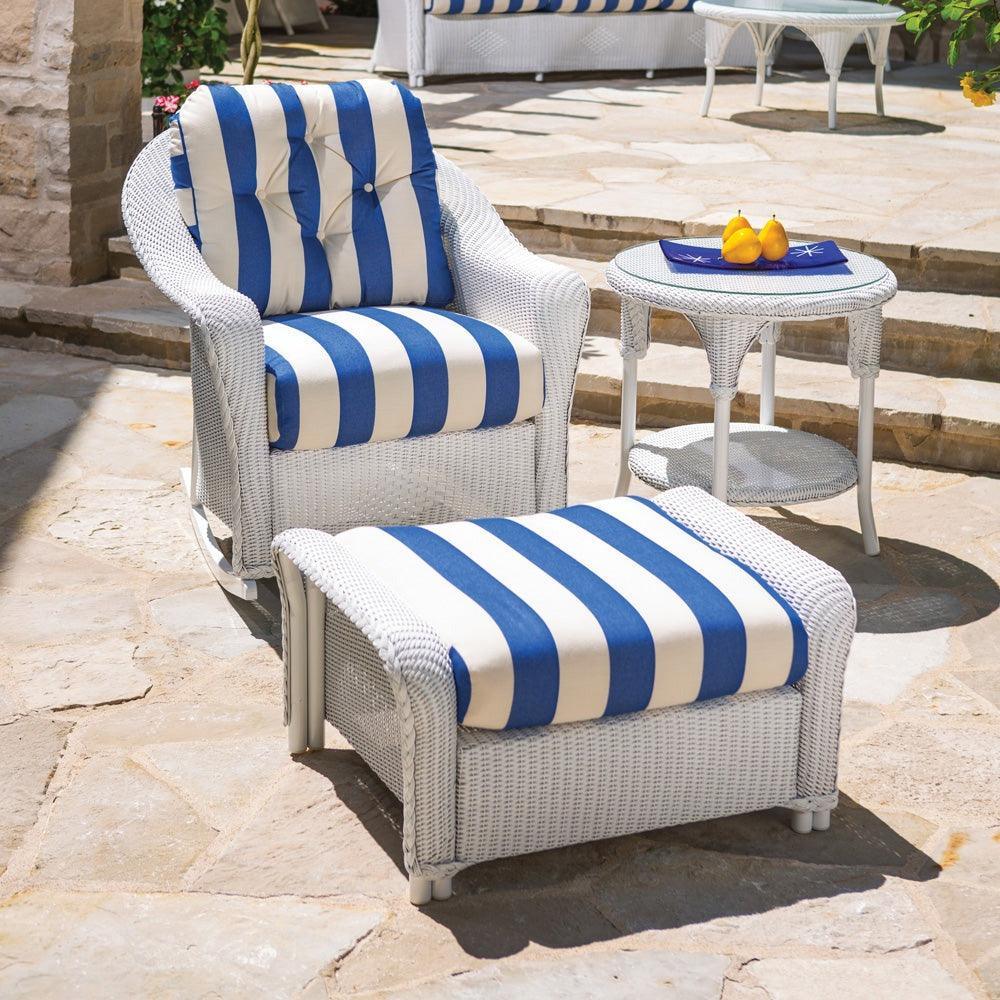 LOOMLAN Outdoor - Reflections Wicker 3PC Lounge Set with Rocker Chair Ottoman and Table - Outdoor Lounge Sets