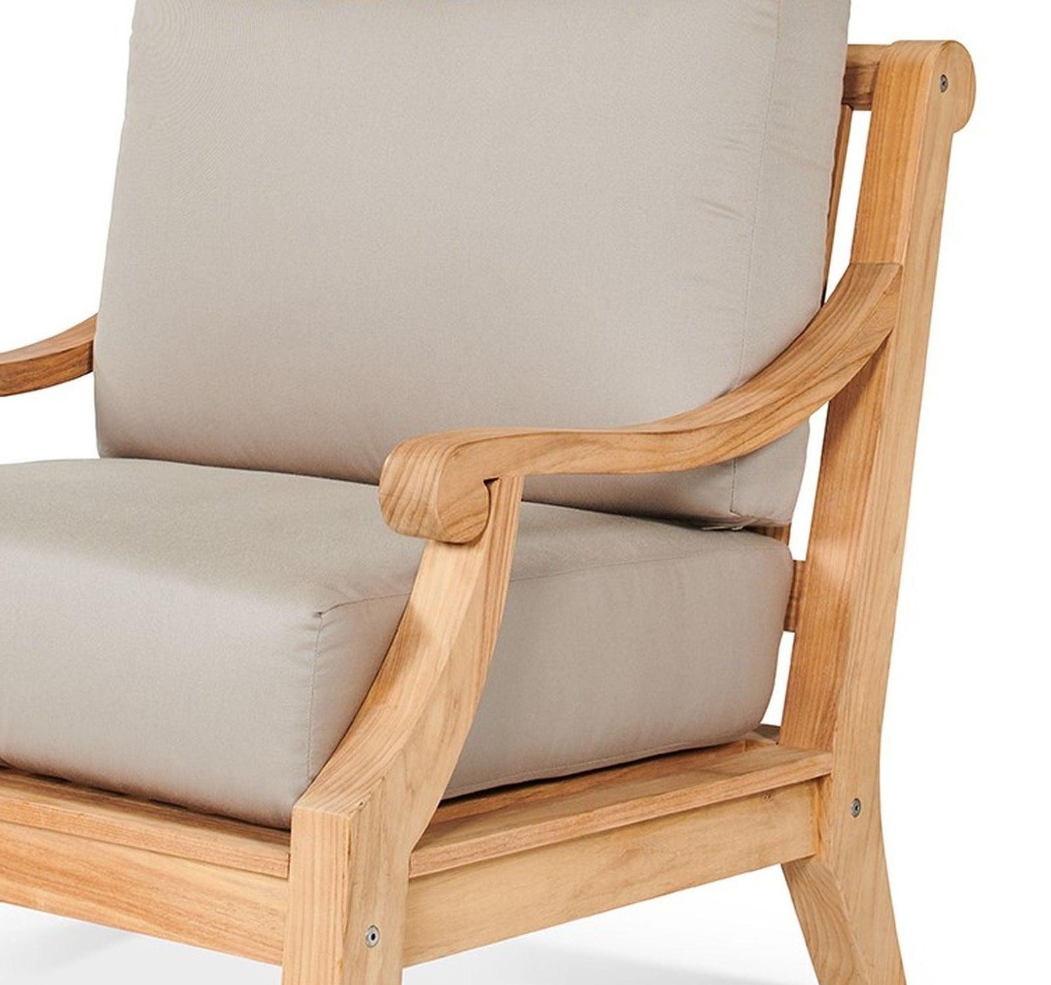 LOOMLAN Outdoor - Sonoma Teak Deep Seating Outdoor Club Chair with Sunbrella Cushion - Outdoor Lounge Chairs